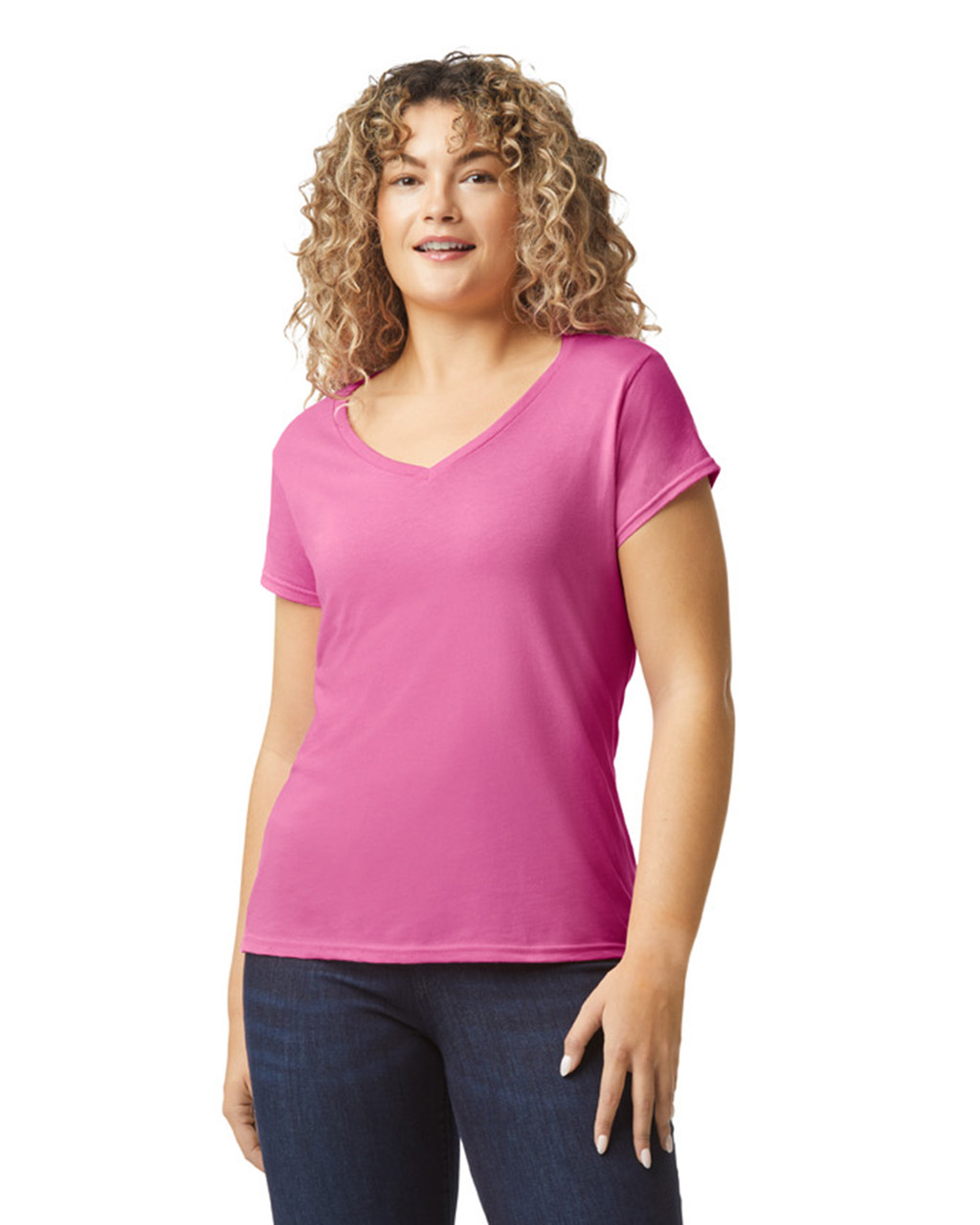 Dámske Tričko s Véčkovým Výstrihom Gildan na Vlastnú Potlač