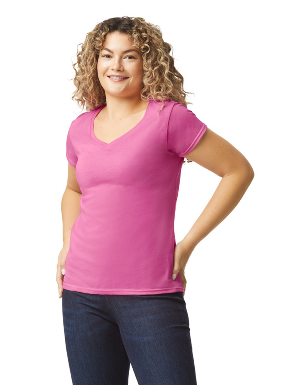 Dámske Tričko s Véčkovým Výstrihom Gildan na Vlastnú Potlač