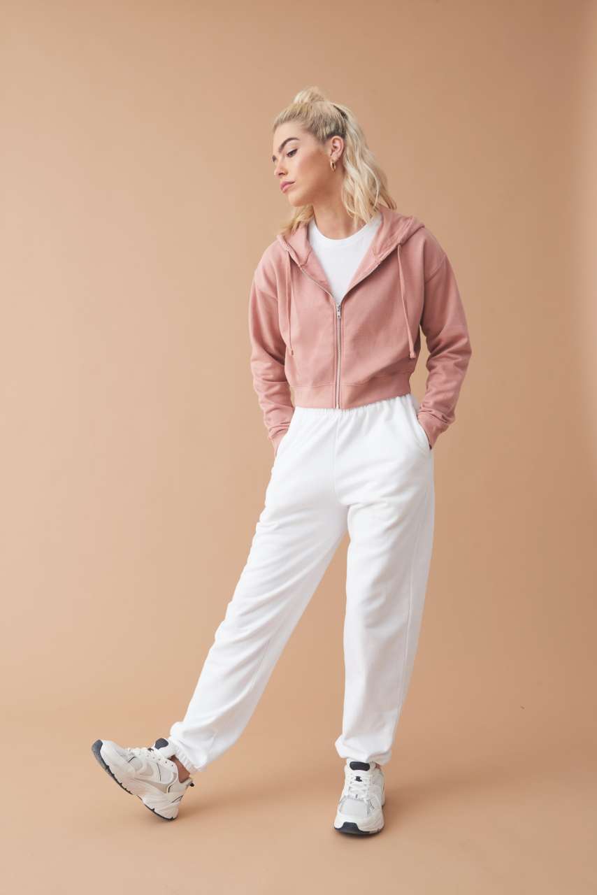 Skrátená Dámska Mikina s Kapucňou AWDis a Zipsom na Potlač